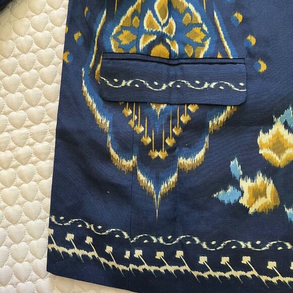NWOT Farm Rio unisex Blue Pineapple Ikat Blazer Size L 100% Cotton - Picture 11 of 16